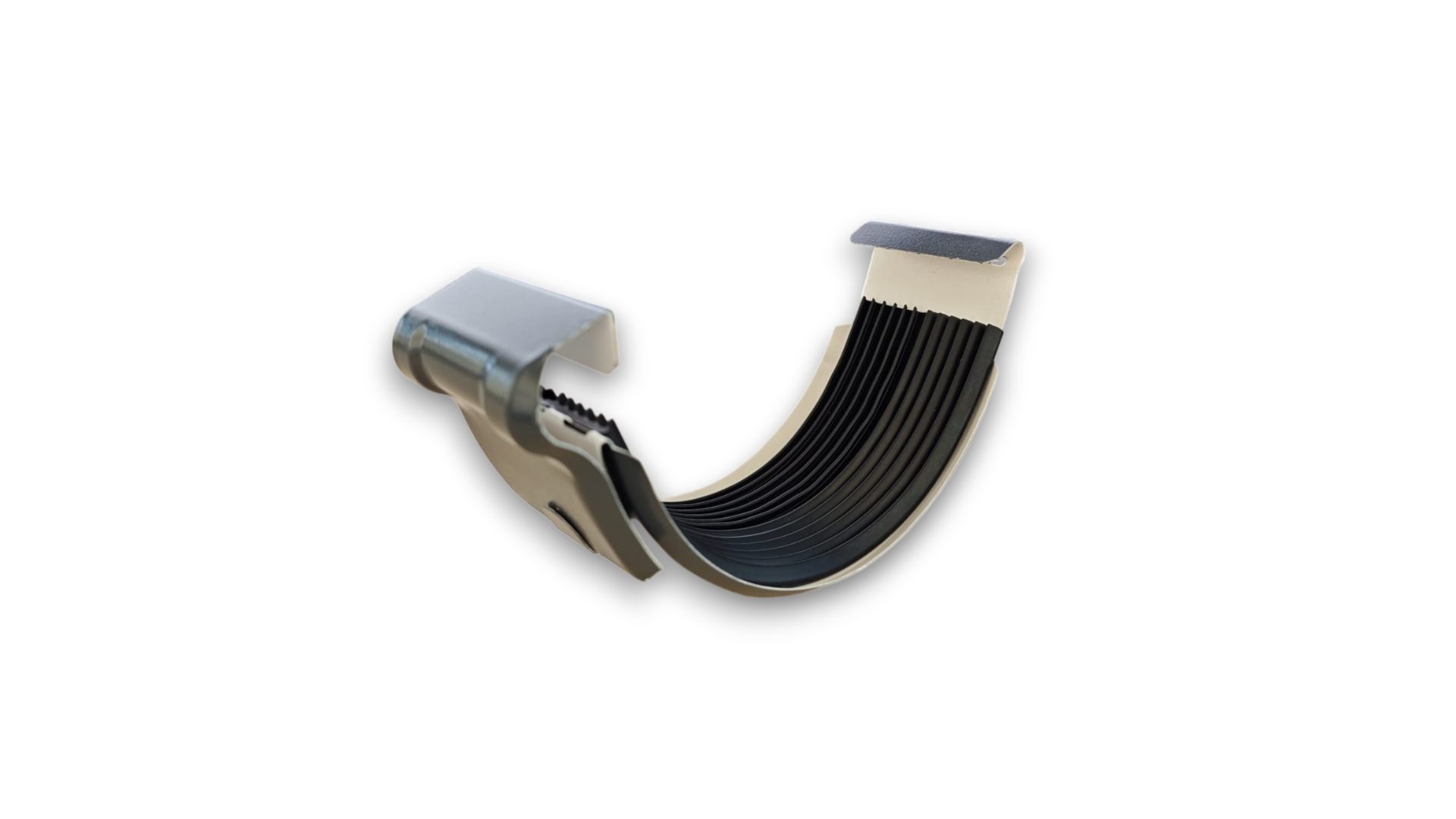 Apaļās teknes savienotājs divu tekņu savienošanai