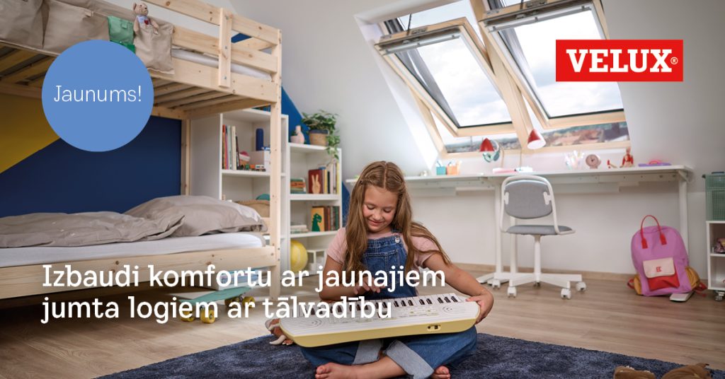 Jaunie VELUX GLL un GLU jumta logi ar tālvadību